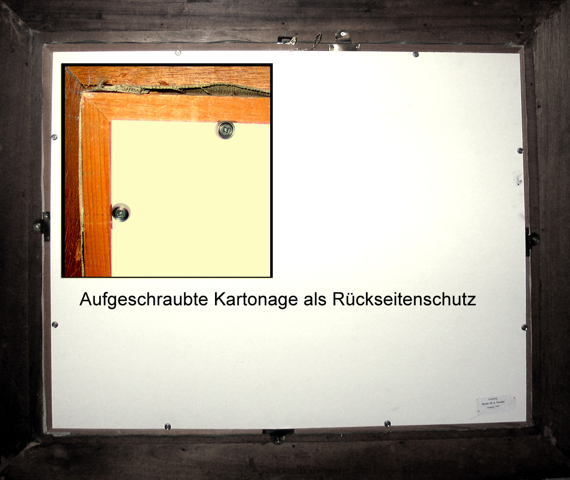 Abb.3: Eine rückseitige Kartonage bietet Schutz vor Beschädigungen, Verschmutzungen und reguliert die Wasserdampfdiffusion. (Foto: M. Pracher)